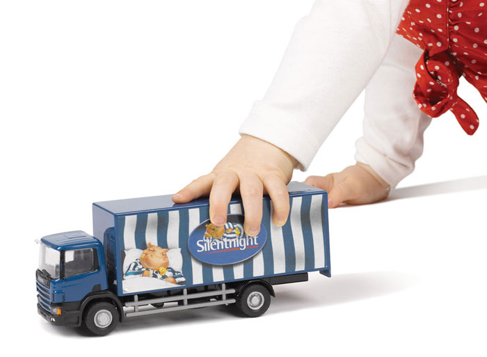 Branding design for Silentnight Beds delivery toy truck
