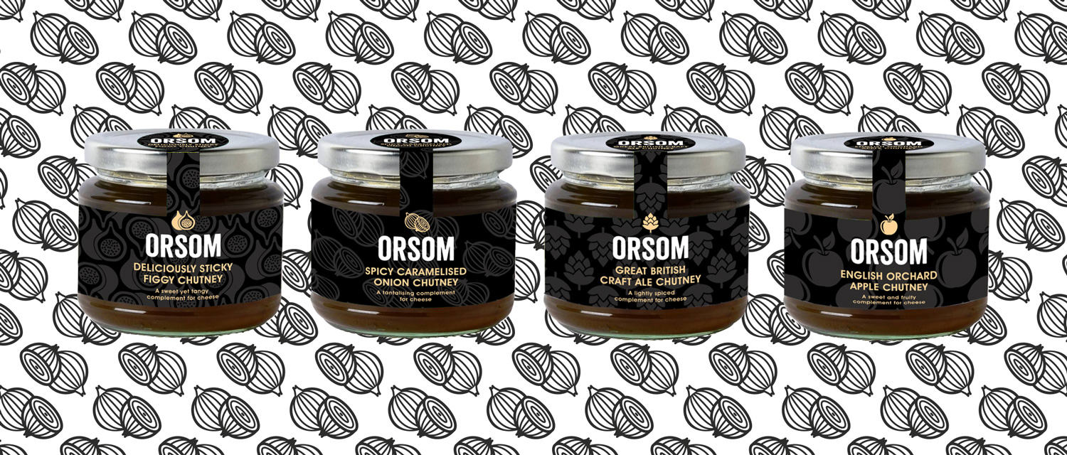 Packaging design for Orsom - a range of chutneys to compliment cheese